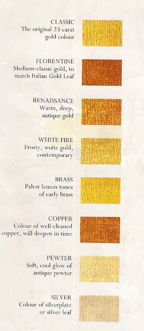 Connoisseur gold leaf colours