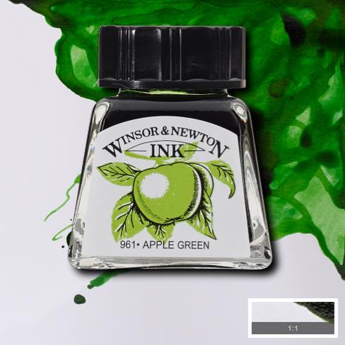 Apple Green Winsor Newton Drawing Inks colour chart 