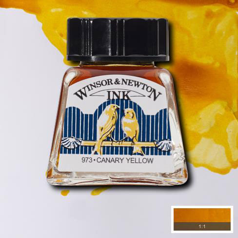 Canary Yellow Winsor Newton Drawing Inks colour chart 