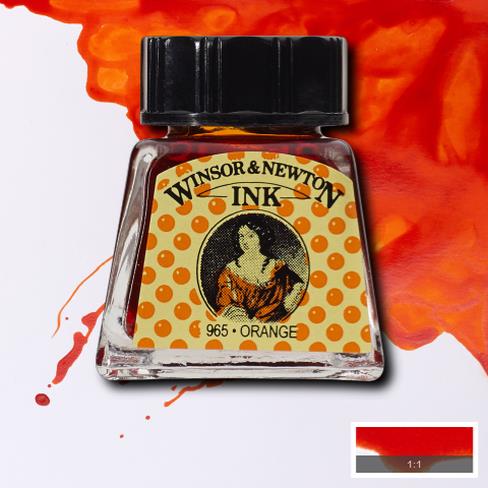 Orange Winsor Newton Drawing Inks colour chart 