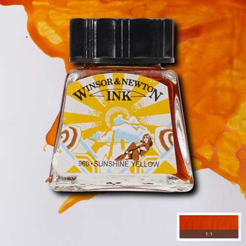 Sunshine Yellow Winsor Newton Drawing Inks colour chart 