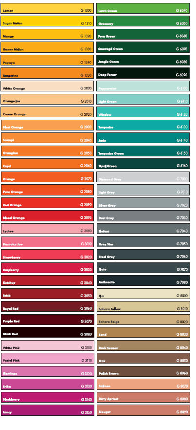 Montana Spray Paint Color Chart