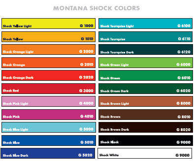 Montana Gold Spray Paint Colour Chart