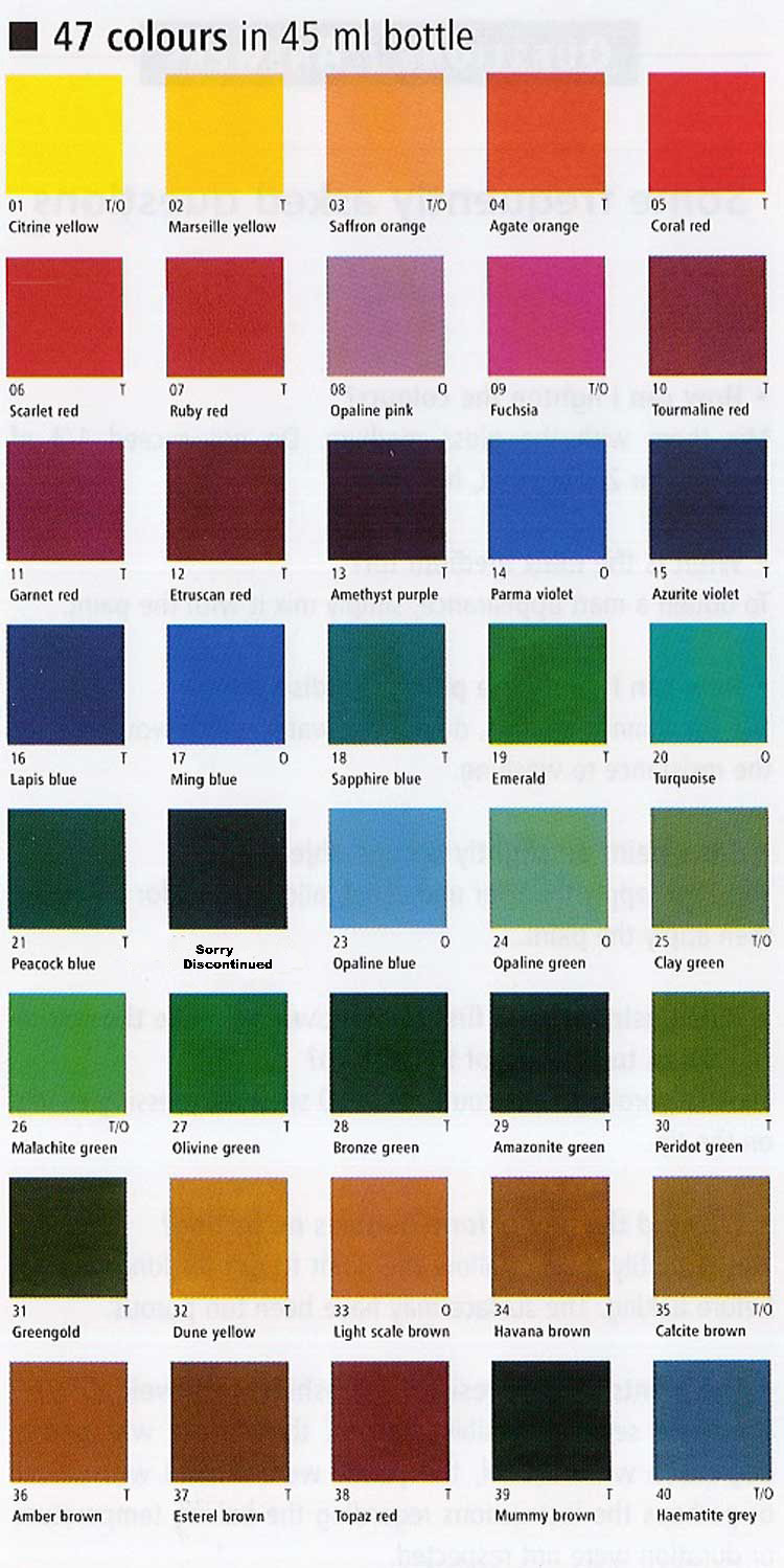 Pebeo Vitrea 160 Color Chart