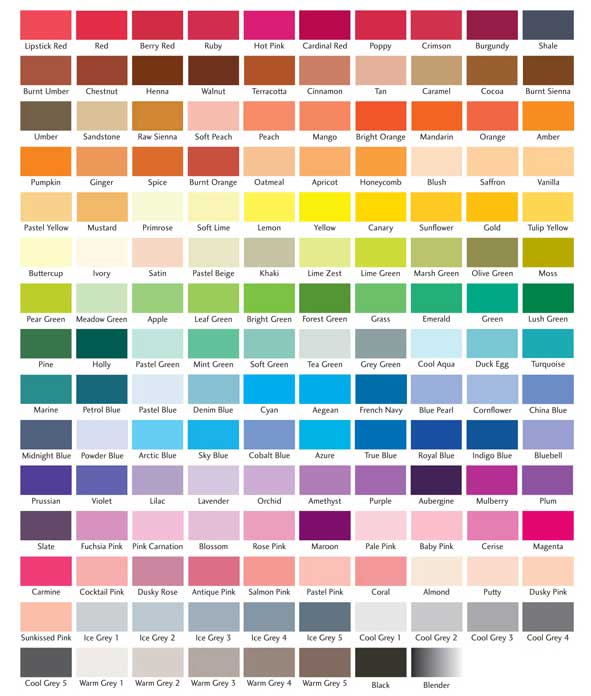 Letraset Colour Chart