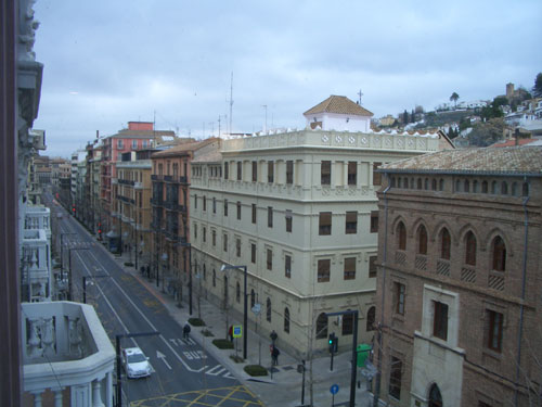 Five Seasons Hotel view Gran Via up to Alhambra Palace, Granada, Spain